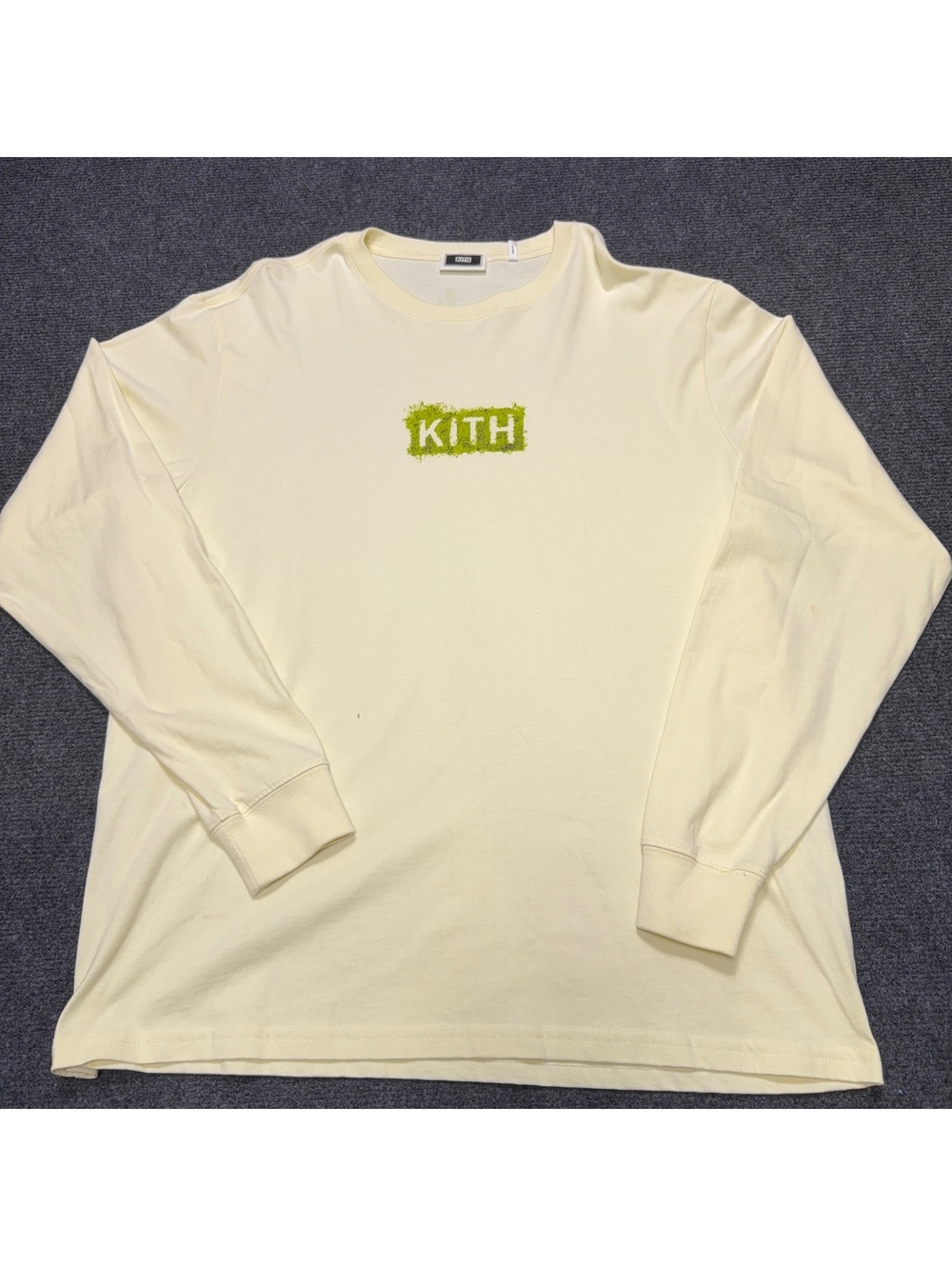 Kith Men's Long Sleeve Tee Large Cream Logo Graphic